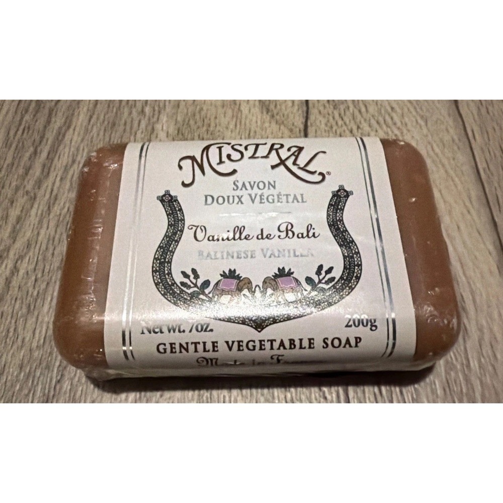 NEW Mistral Balinese Vanilla gentle Vegetable Soap Shea Butter And Olive Oil 7oz
